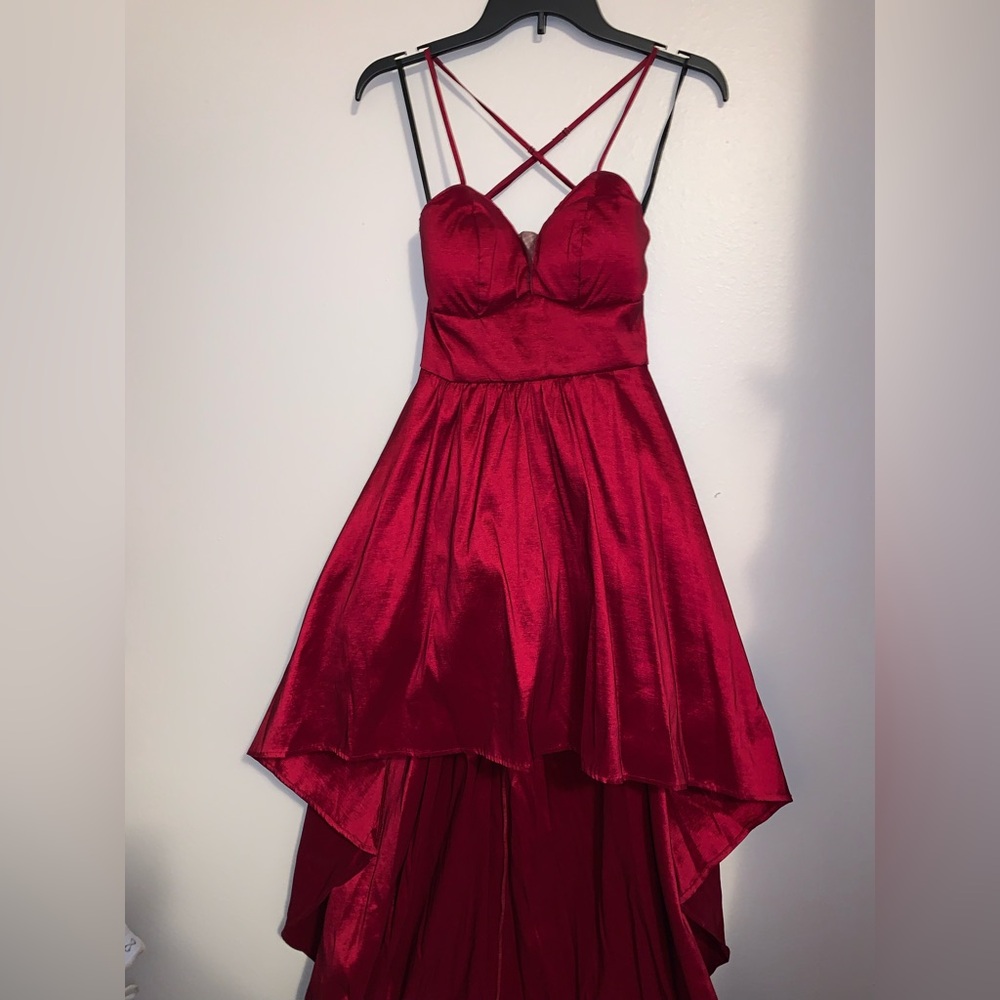 High-Low Wine Red Dress
